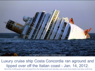 2012 Luxury cruise ship Costa Concordia run aground