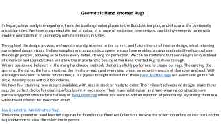 Geometric Hand Knotted Rugs
