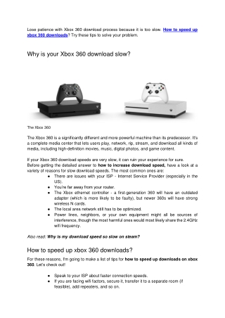 How to speed up xbox 360 downloads?