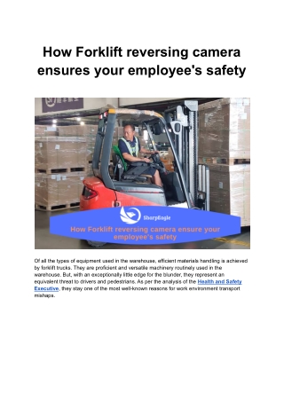 How Forklift reversing camera ensures your employee's safety