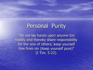 Personal Purity