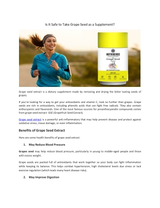 Is It Safe to Take Grape Seed as a Supplement