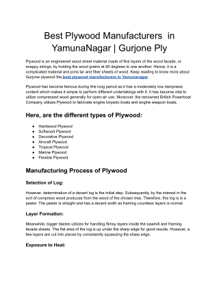 Best Plywood Manufacturers  in YamunaNagar _ Gurjone Ply