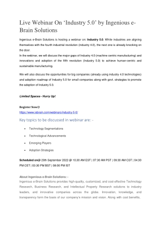Industry 5.0 Webinar