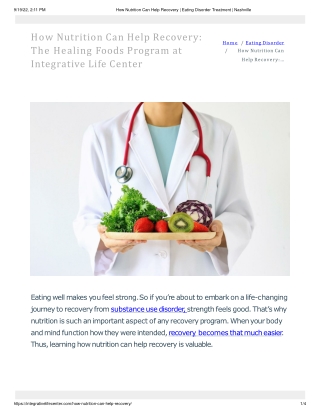 How Nutrition Can Help Recovery