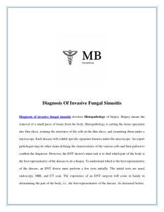 Diagnosis of Invasive Fungal Sinusitis