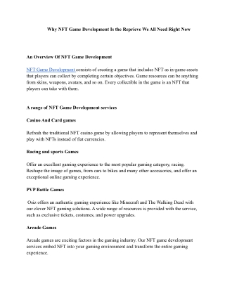 NFT game development