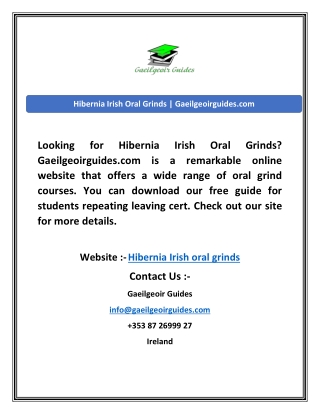 Hibernia Irish Oral Grinds | Gaeilgeoirguides.com