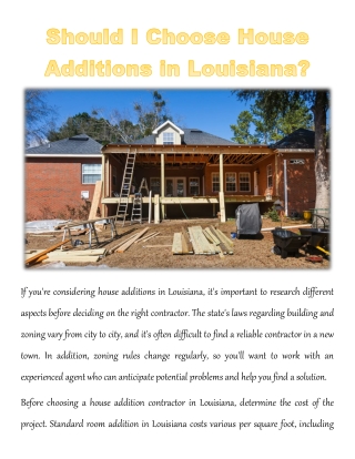 Should I Choose House Additions in Louisiana?