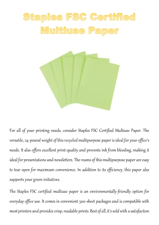 Staples FSC Certified Multiuse Paper