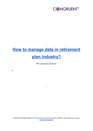 How to Manage Data in Retirement Plan Industry?