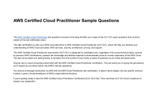 AWS Certified Cloud Practitioner Sample Questions