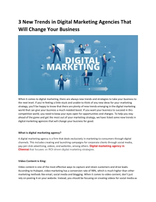 3 New Trends in Digital Marketing Agencies That Will Change Your Business