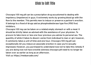 Buy Chocogra 100 mg Tablet online |Erectile Brokenness |Meds Arcade|