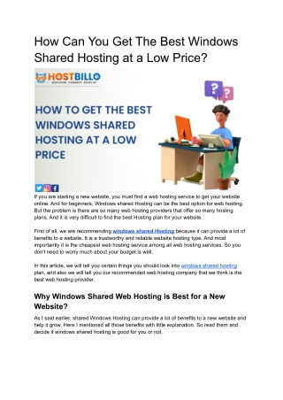 How Can You Get The Best Windows Shared Hosting at a Low Price?