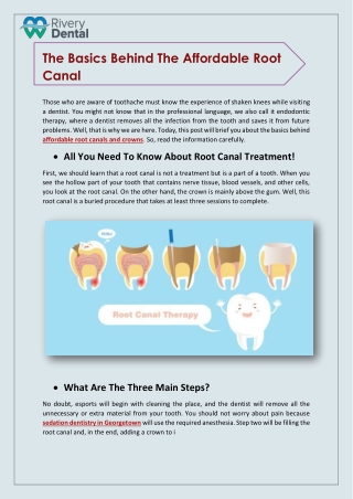 The Basics Behind The Affordable Root Canal