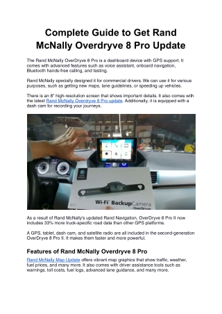 Complete Guide to Get Rand McNally Overdryve 8 Pro Update