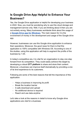 Is Google Drive App Helpful to Enhance Your Business