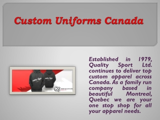 Custom Uniforms Canada