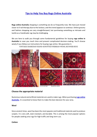 Tips to Help You Buy Rugs Online Australia