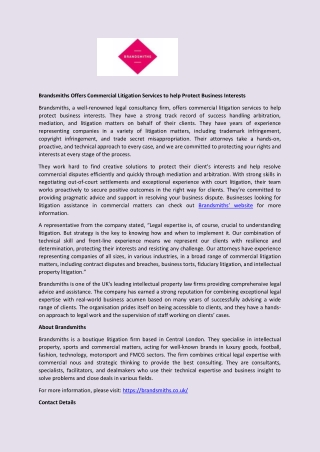 Brandsmiths Offers Commercial Litigation Services to help Protect Business Interests