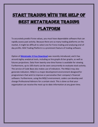 Start Trading With The Help of Best MetaTrader Trading Platform