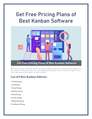 Get Free Pricing Plans of Best Kanban Software
