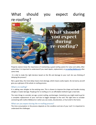 What should you expect during re-roofing?