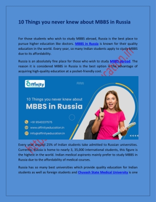 10 Things you never knew about MBBS in Russia