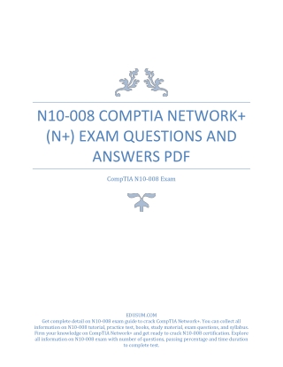 N10-008 CompTIA Network  (N ) Exam Questions and Answers PDF