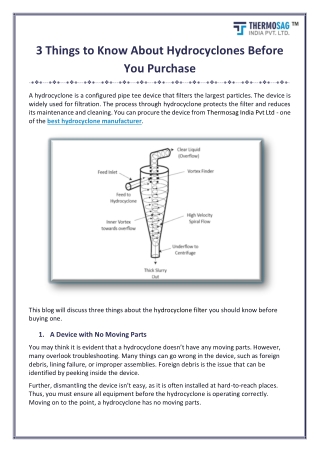 3 Things to Know About Hydrocyclones Before You Purchase