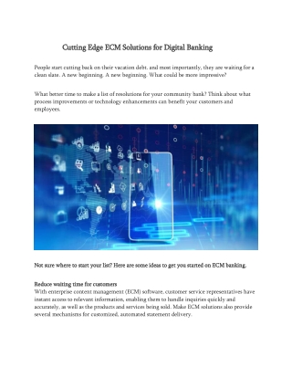 Cutting Edge ECM Solutions for Digital Banking