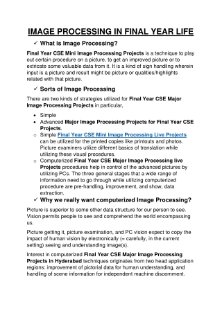 IMAGE PROCESSING IN FINAL YEAR LIFE