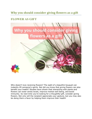 Why you should consider giving flowers as a gift