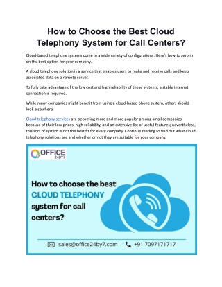 How to Choose the Best Cloud Telephony System for Call Centers