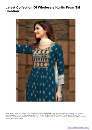 Latest Collection Of Wholesale Kurtis From SM Creation