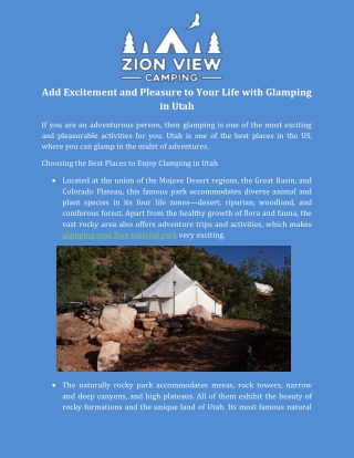 Glamping in Southern Utah | Zion View Camping