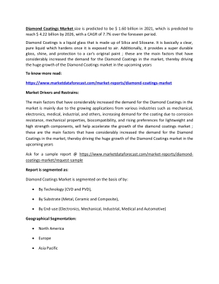 Diamond Coatings Market