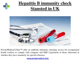 Hepatitis B immunity check Stansted in UK