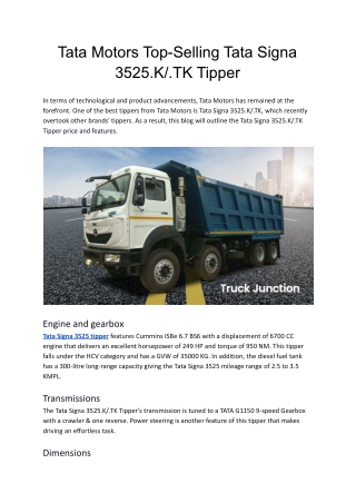 Tata Motors Top-Selling Tata Signa 3525.K_.TK Tipper