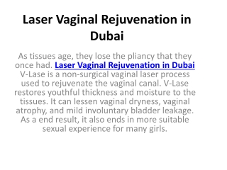 Laser Vaginal Rejuvenation in Dubai