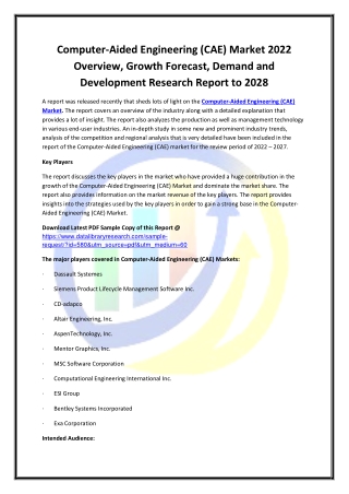 Global Computer-Aided Engineering (CAE) Market Opportunities and Forecast 2020-2