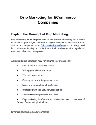 Drip Marketing for ECommerce Companies