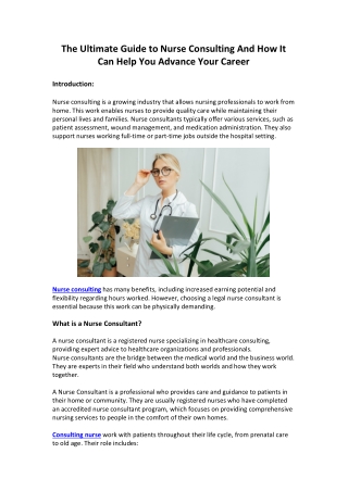 The Ultimate Guide to Nurse Consulting And How It Can Help You Advance Your Career