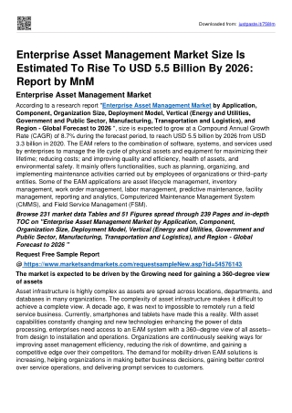 Enterprise Asset Management Market Set to Witness an Uptick Size USD 5.5 billion