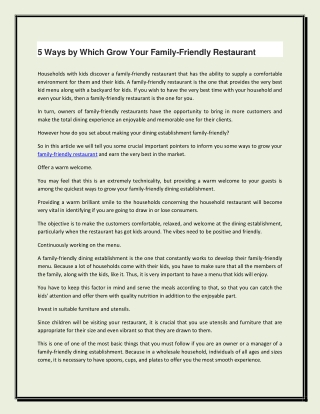 5 Ways by Which Grow Your Family-Friendly Restaurant