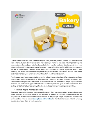 Factors to Consider While Designing Custom Bakery Boxes with Window
