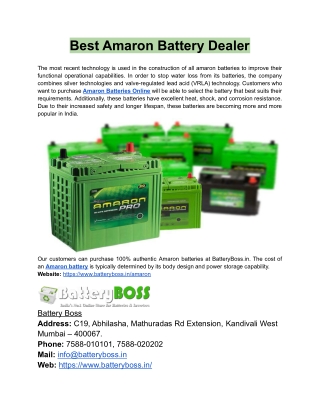 Best Amaron Battery Dealer