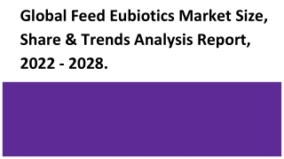 Global Feed Eubiotics Market Size, Share & Trends Analysis Report, 2022 - 2028.