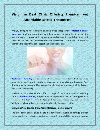 Visit the Best Clinic Offering Premium yet Affordable Dental Treatment